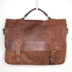 Kattee Men's Crazy Horse Leather Shoulder Briefcase, 14" Laptop Bag Tote